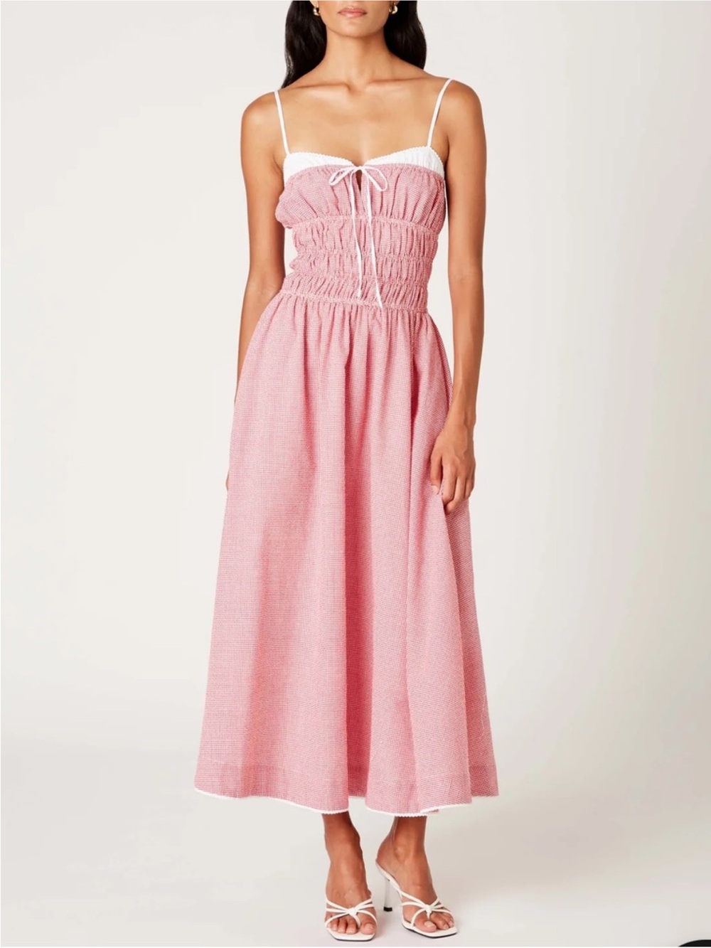 NEW NIA Thomas Maxi Gingham Dress Red
